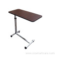 adjustable height hospital overbed table with wheel